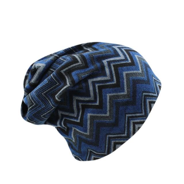 Hip-hop Vintage Striped Beanie or Scarf-Hats-Innovato Design-Blue-Innovato Design