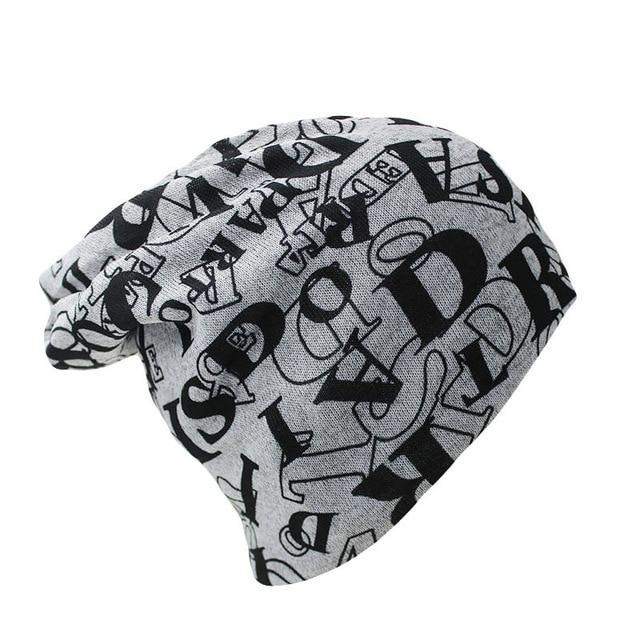 Scribbled Letters Style Cotton Knit Hat, Beanie, Scarf or Skullie-Hats-Innovato Design-White Black-Innovato Design