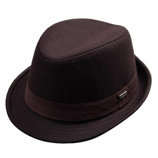 Elegant Wide Brim Wool Felt Fedora Trilby Hat with Black Hatband-Hats-Innovato Design-Brown-Innovato Design