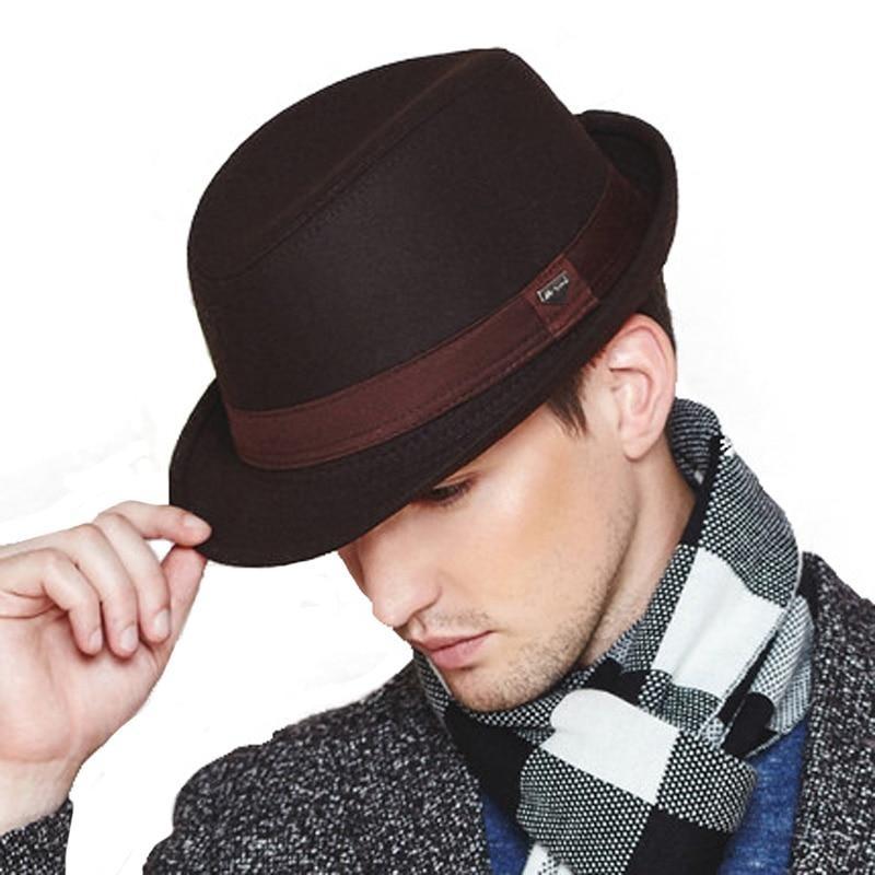 Elegant Wide Brim Wool Felt Fedora Trilby Hat with Black Hatband-Hats-Innovato Design-Brown-Innovato Design
