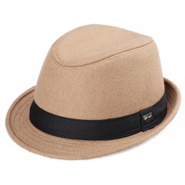 Elegant Wide Brim Wool Felt Fedora Trilby Hat with Black Hatband-Hats-Innovato Design-Khaki-Innovato Design