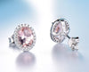Rose Pink Morganite and Cubic Zirconia 925 Sterling Silver Wedding Stud Earrings