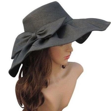 Floppy Wide Brim Linen Sun Hat with Bow-Hats-Innovato Design-Black-Innovato Design