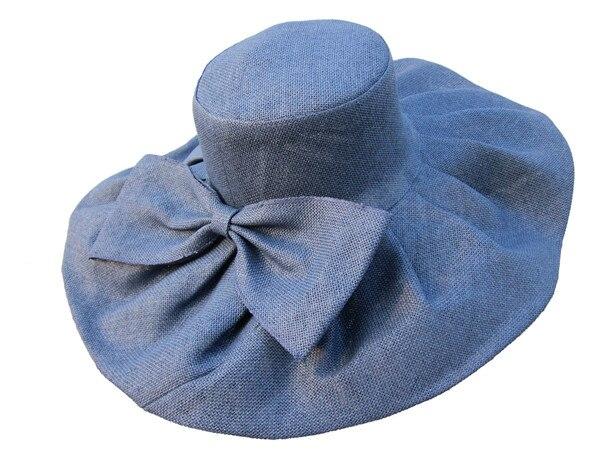 Floppy Wide Brim Linen Sun Hat with Bow-Hats-Innovato Design-Navy Blue-Innovato Design