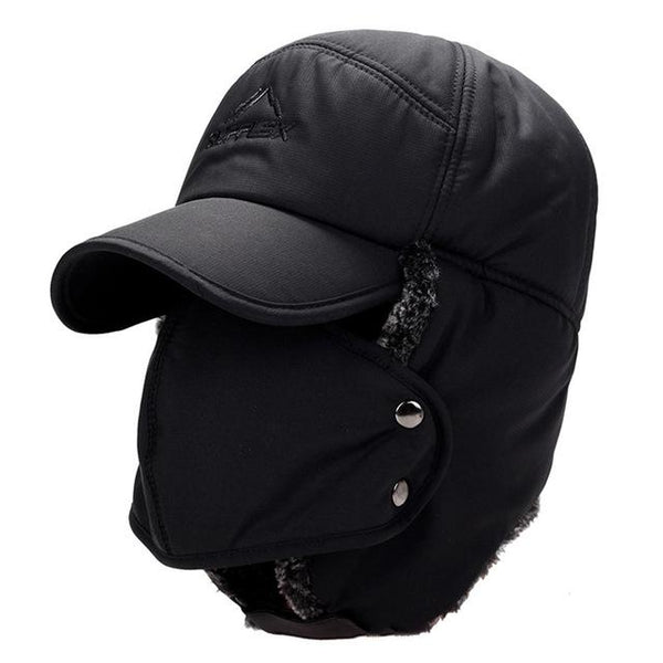 Cotton Bomber Hat with Earflaps-Hats-Innovato Design-Black-Innovato Design