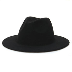 Solid Color Wide Brim Wool Felt Fedora Hat-Hats-Innovato Design-Black-L-Innovato Design