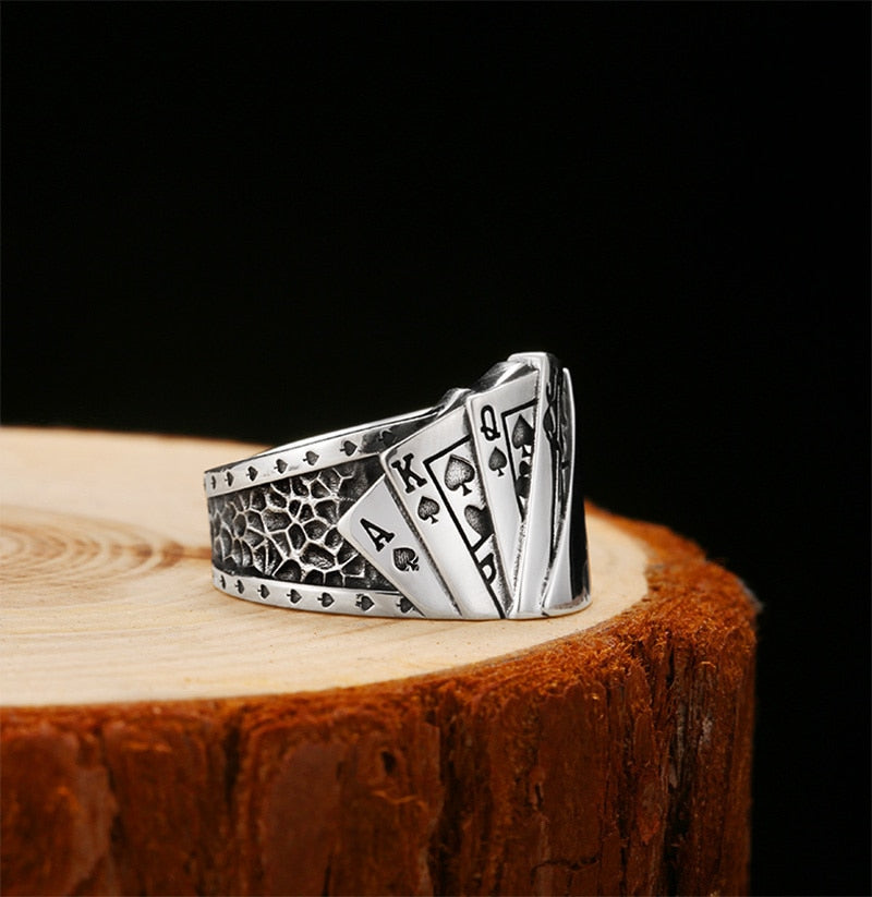 Poker Cards 925 Sterling Silver Adjustable Punk Rock Ring-Gothic Rings-Innovato Design-Innovato Design