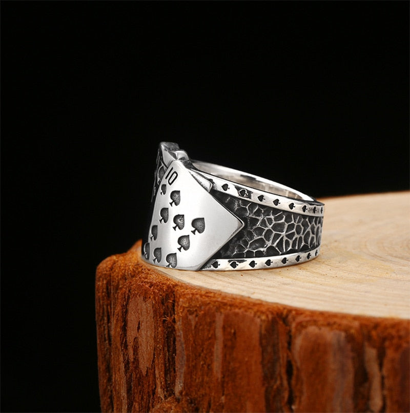 Poker Cards 925 Sterling Silver Adjustable Punk Rock Ring-Gothic Rings-Innovato Design-Innovato Design