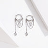 Round Geometric Chain Cubic Zirconia Water Drop Sterling Silver Fashion Dangle Earrings-Earrings-Innovato Design-Innovato Design
