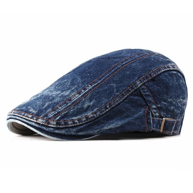 Casual Denim Ivy Irish Cabbie Scally Duckbill Gatsby Flat Cap-Hats-Innovato Design-Blue-Innovato Design