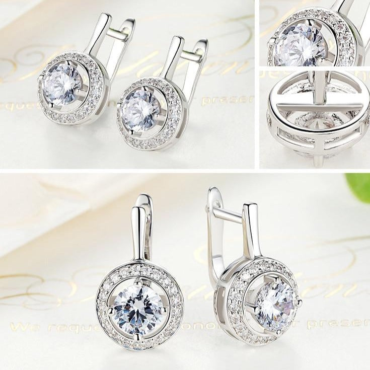 Round Shape Cubic Zirconia Fashion Stud Earrings-Earrings-Innovato Design-Innovato Design