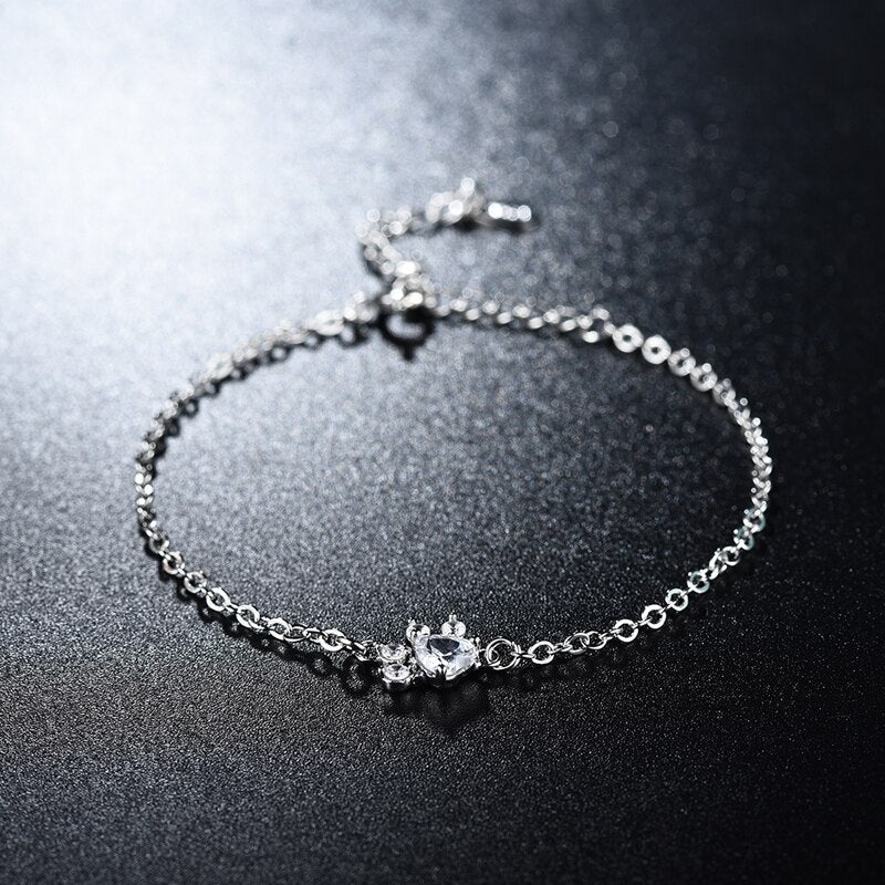 Dog Paw Cubic Zirconia Necklace, Bracelet, Earrings & Ring Jewelry Set-Jewelry Sets-Innovato Design-Rose Gold-Innovato Design