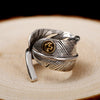 Feather 925 Sterling Silver Adjustable Vintage Ring-Gothic Rings-Innovato Design-Innovato Design