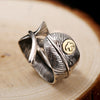 Feather 925 Sterling Silver Adjustable Vintage Ring-Gothic Rings-Innovato Design-Innovato Design