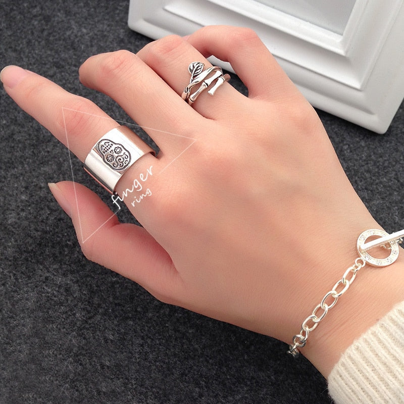 Sugar Skull Signet 925 Sterling Silver Adjustable High Polished Fashion Rock Ring-Gothic Rings-Innovato Design-Innovato Design