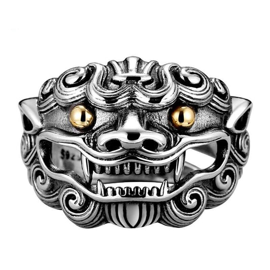 Lion 925 Sterling Silver Adjustable Classic Ring-Gothic Rings-Innovato Design-Innovato Design
