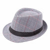 Vintage Plaid Fedora Trilby Hat with Black Hatband