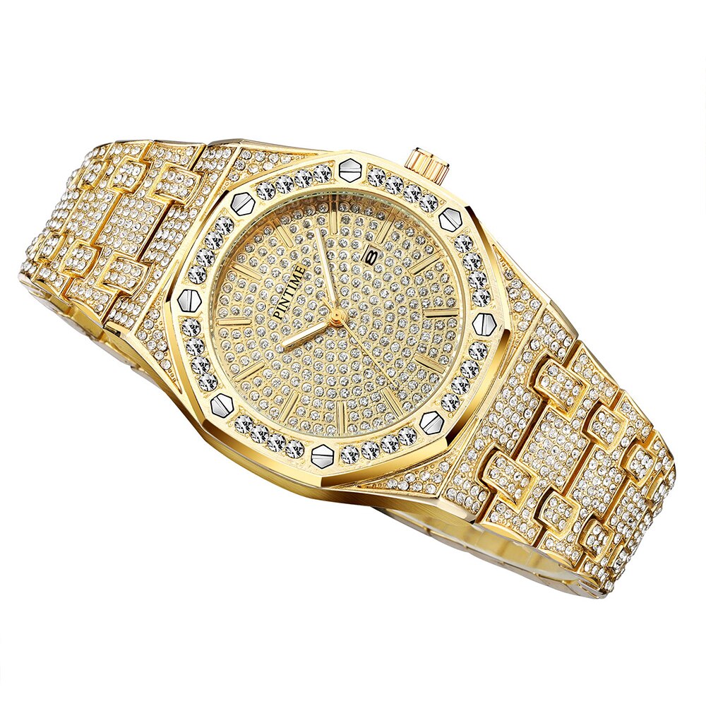 Water-Resistant Diamond-Studded Stainless Steel Band Fashion Quartz Watch-Watches-Innovato Design-Silver-Innovato Design