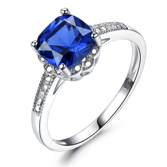 Tanzanite or Sapphire and Cubic Zirconia 925 Sterling Silver Romantic Wedding Ring-Rings-Innovato Design-9-Sapphire-Innovato Design