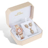 Women Rose Gold Quartz Watch and Crystal Earring & Necklace Jewelry Set-Jewelry Sets-Innovato Design-Chicago-Innovato Design