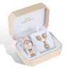 Women Rose Gold Quartz Watch and Crystal Earring & Necklace Jewelry Set-Jewelry Sets-Innovato Design-California-Innovato Design