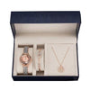 Women Diamond Sand Watch and Crystal Bracelet & Necklace Jewelry Set