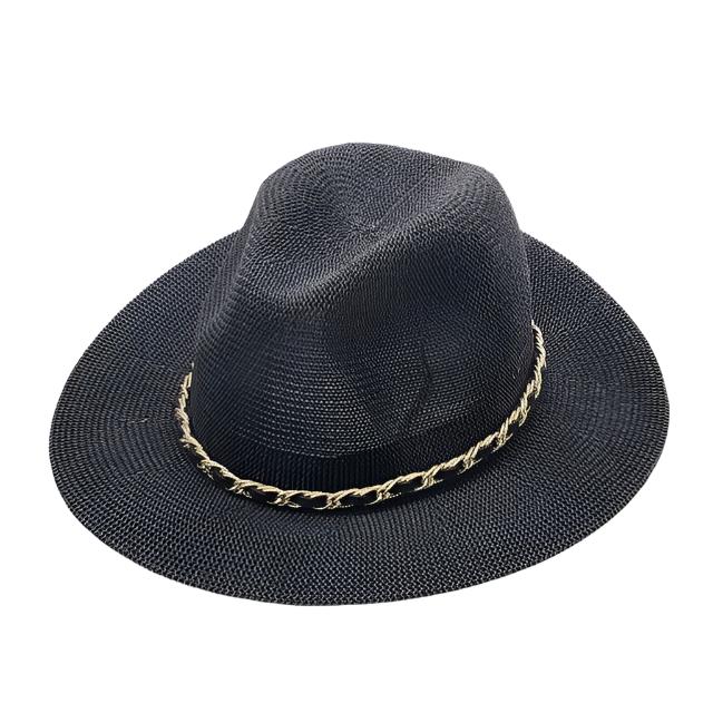 Panama Hat with Luxury Metal Chain-Hats-Innovato Design-Black-Innovato Design