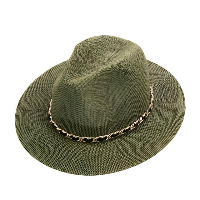 Panama Hat with Luxury Metal Chain-Hats-Innovato Design-Army Green-Innovato Design