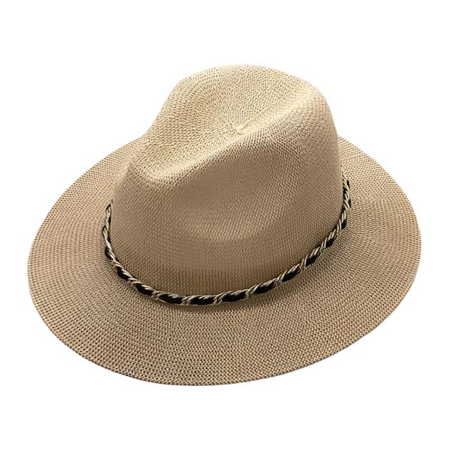 Panama Hat with Luxury Metal Chain-Hats-Innovato Design-Beige-Innovato Design