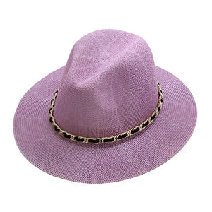 Panama Hat with Luxury Metal Chain-Hats-Innovato Design-Purple-Innovato Design