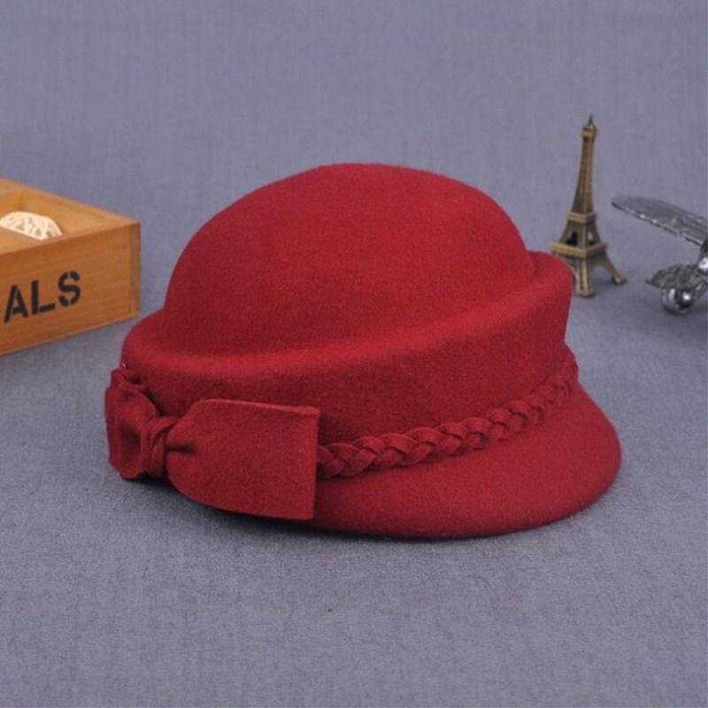 Australian Wool Pillbox Beret with Bow-Hats-Innovato Design-Red-Innovato Design