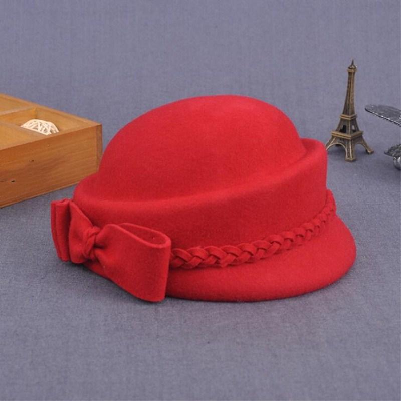 Australian Wool Pillbox Beret with Bow-Hats-Innovato Design-Red-Innovato Design