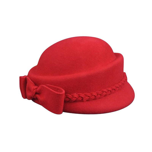 Australian Wool Pillbox Beret with Bow-Hats-Innovato Design-Red-Innovato Design