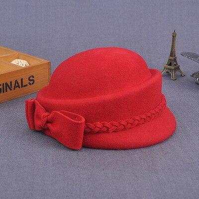 Australian Wool Pillbox Beret with Bow-Hats-Innovato Design-Red-Innovato Design