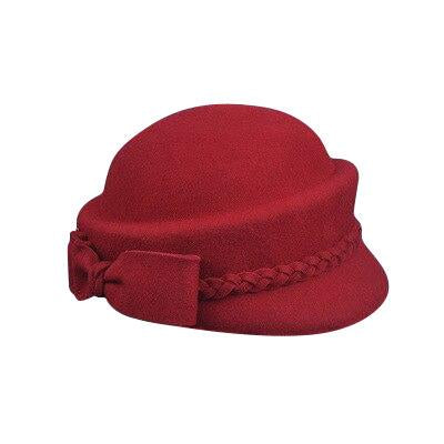 Australian Wool Pillbox Beret with Bow-Hats-Innovato Design-Wine Red-Innovato Design