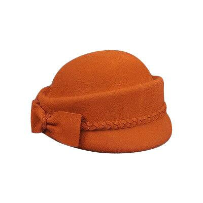 Australian Wool Pillbox Beret with Bow-Hats-Innovato Design-Orange-Innovato Design