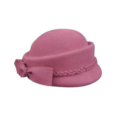 Australian Wool Pillbox Beret with Bow-Hats-Innovato Design-Pink-Innovato Design