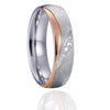 Brushed Silver and Polished Rose Gold Cubic Zirconia Stainless Steel Wedding Ring Set-Couple Rings-Innovato Design-7-5-Innovato Design