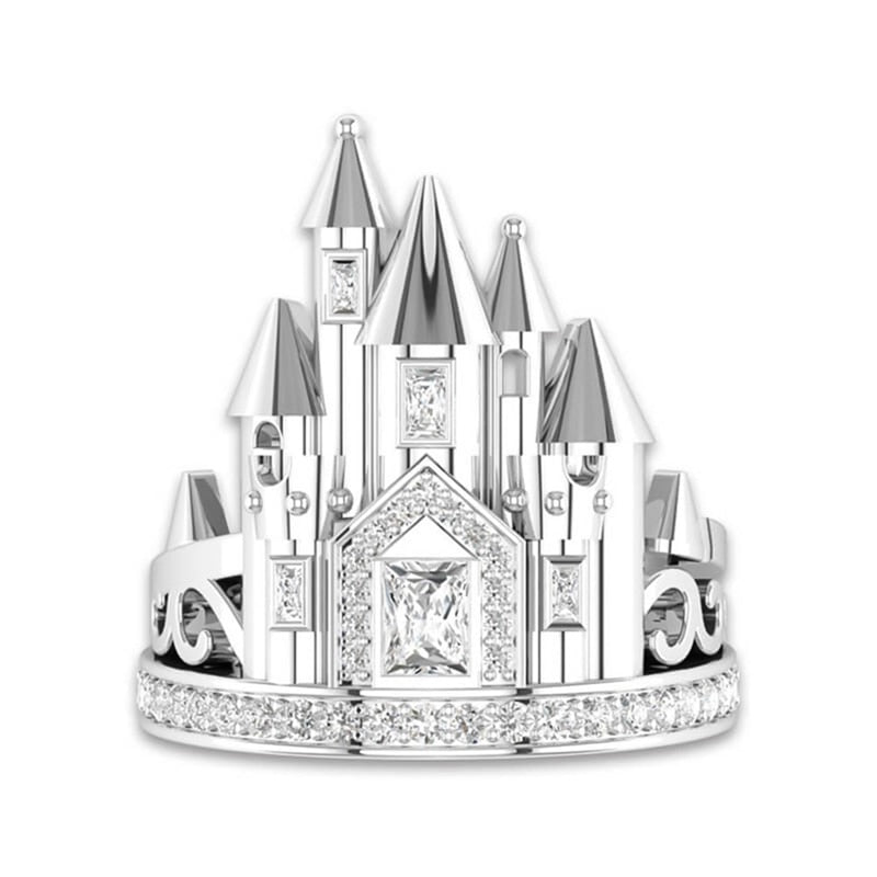 Romantic Castle Cubic Zirconia Wedding Ring-Rings-Innovato Design-5-Innovato Design