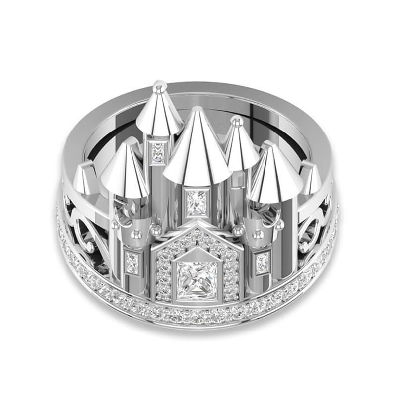 Romantic Castle Cubic Zirconia Wedding Ring-Rings-Innovato Design-5-Innovato Design