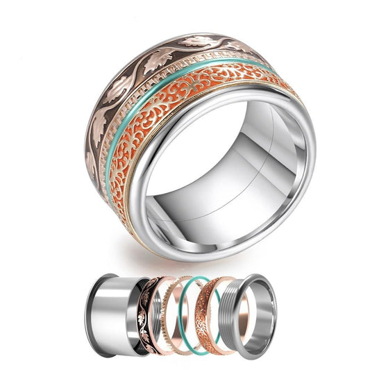 Women Stainless Steel, Aluminum, Stackable, Rotatable, and Interchangeable Boho Wedding Ring-Rings-Innovato Design-6-Innovato Design