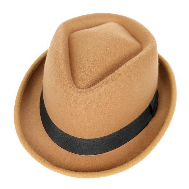 Vintage Solid Color Wool Fedora Trilby Hat with Black Hatband-Hats-Innovato Design-Black-Innovato Design
