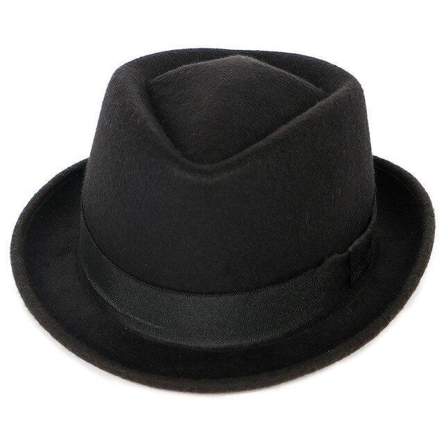 Vintage Solid Color Wool Fedora Trilby Hat with Black Hatband-Hats-Innovato Design-Black-Innovato Design