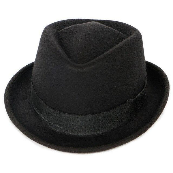 Vintage Solid Color Wool Fedora Trilby Hat with Black Hatband