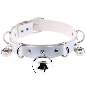 Metal Bell Choker Collar Leather Handmade Gothic Boho Necklace-Necklace-Innovato Design-White-Innovato Design