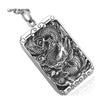 Dragon and Carved Buddhism Characters 925 Sterling Silver Vintage Biker Square Pendant-Gothic Necklaces-Innovato Design-25.59in-Innovato Design