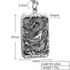 Dragon and Carved Buddhism Characters 925 Sterling Silver Vintage Biker Square Pendant-Gothic Necklaces-Innovato Design-21.65in-Innovato Design