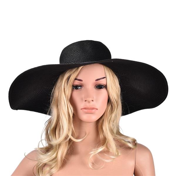 Extra Large Wide Brim Floppy Straw Sun Hat-Hats-Innovato Design-Black-Innovato Design