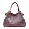 Hollow-Out Floral Print Tassel Shoulder Bag, Tote Bag and Handbag-Handbags-Innovato Design-Pink-Innovato Design