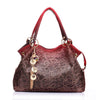 Hollow-Out Floral Print Tassel Shoulder Bag, Tote Bag and Handbag-Handbags-Innovato Design-Burgundy-Innovato Design